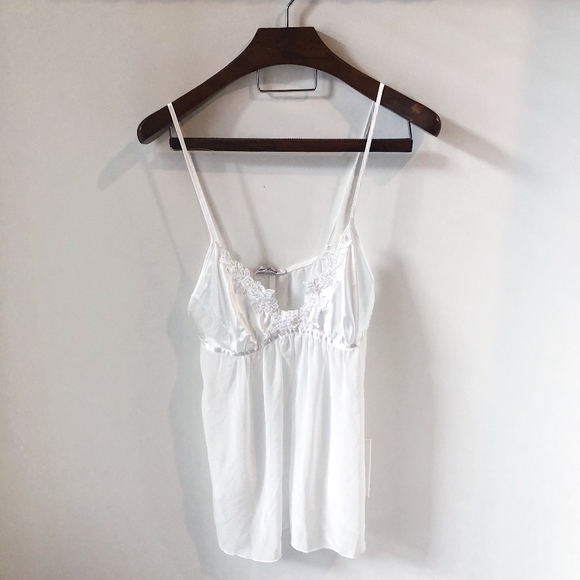 VINTAGE SATIN FLORAL APPLIQUE SLIP DRESS / CAMI - Picture 2 of 5